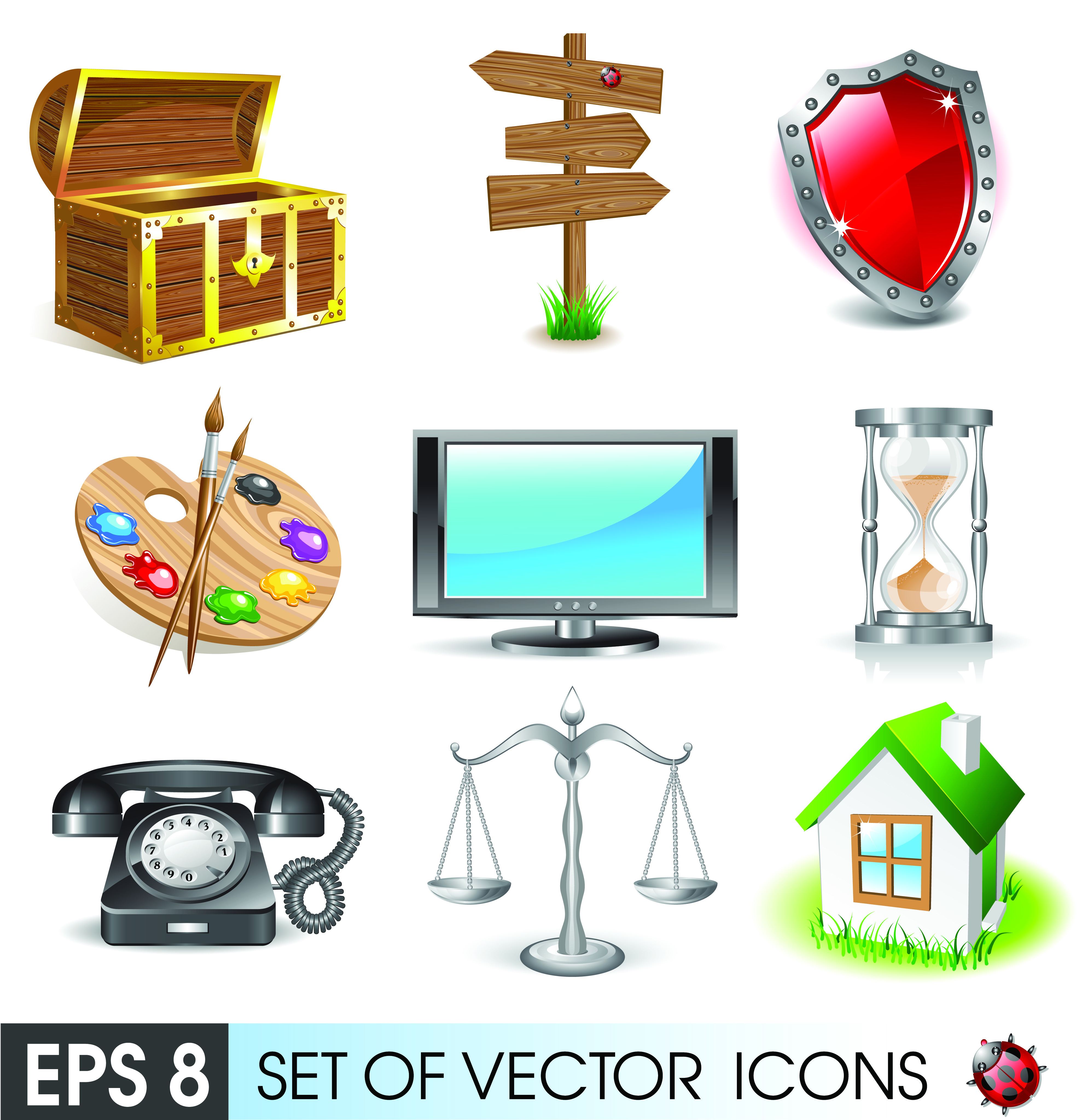 various 3d icons mix vector graphics