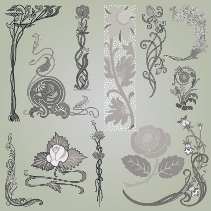 vintage symbols and decoration patterns vector set