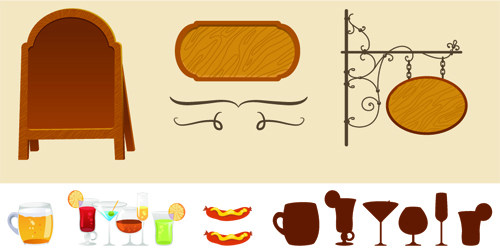 various cafe signs vector set