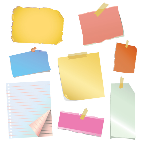 multicolor message paper and paper clip vector