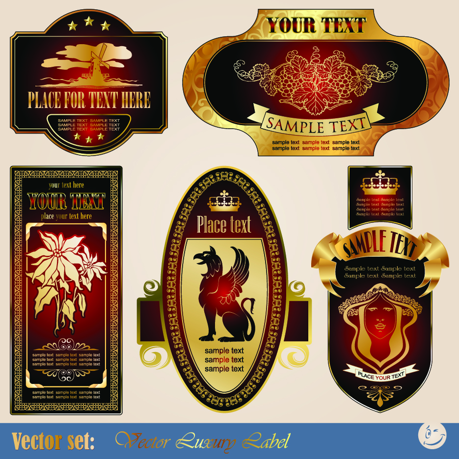 luxurious label wine design vector graphics