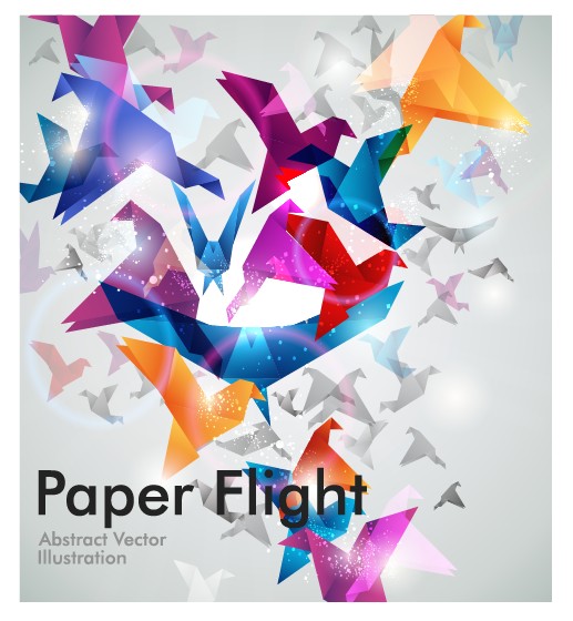 set of flight origami birds vector illustration