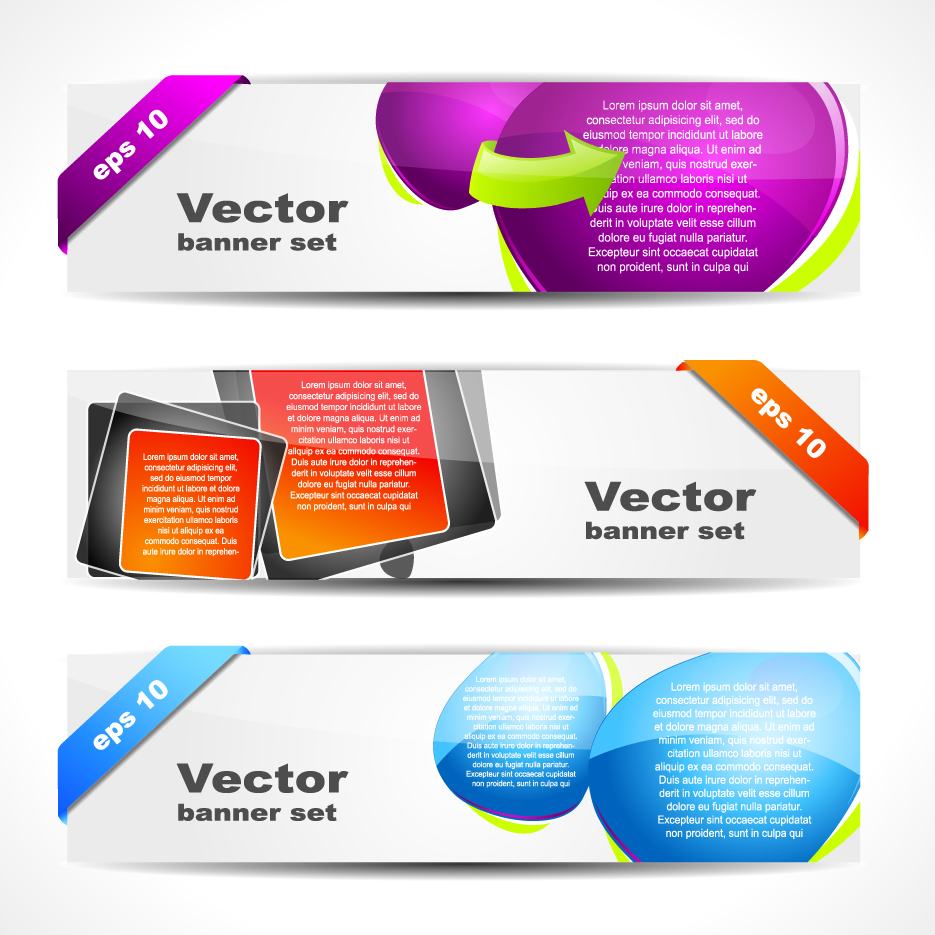 vector set of banner with colored shapes graphics