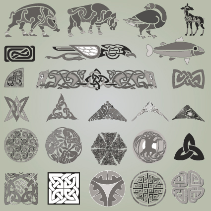 vintage symbols and decoration patterns vector set