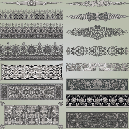 vintage symbols and decoration patterns vector set