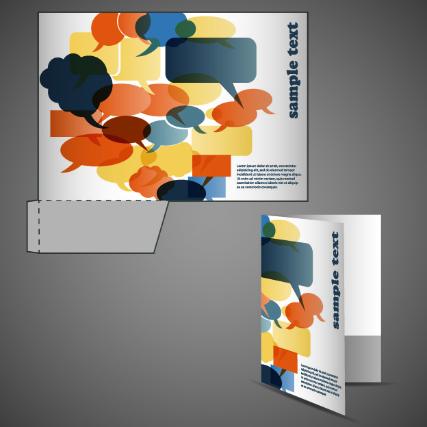 vector template of corporate folder with die cut set