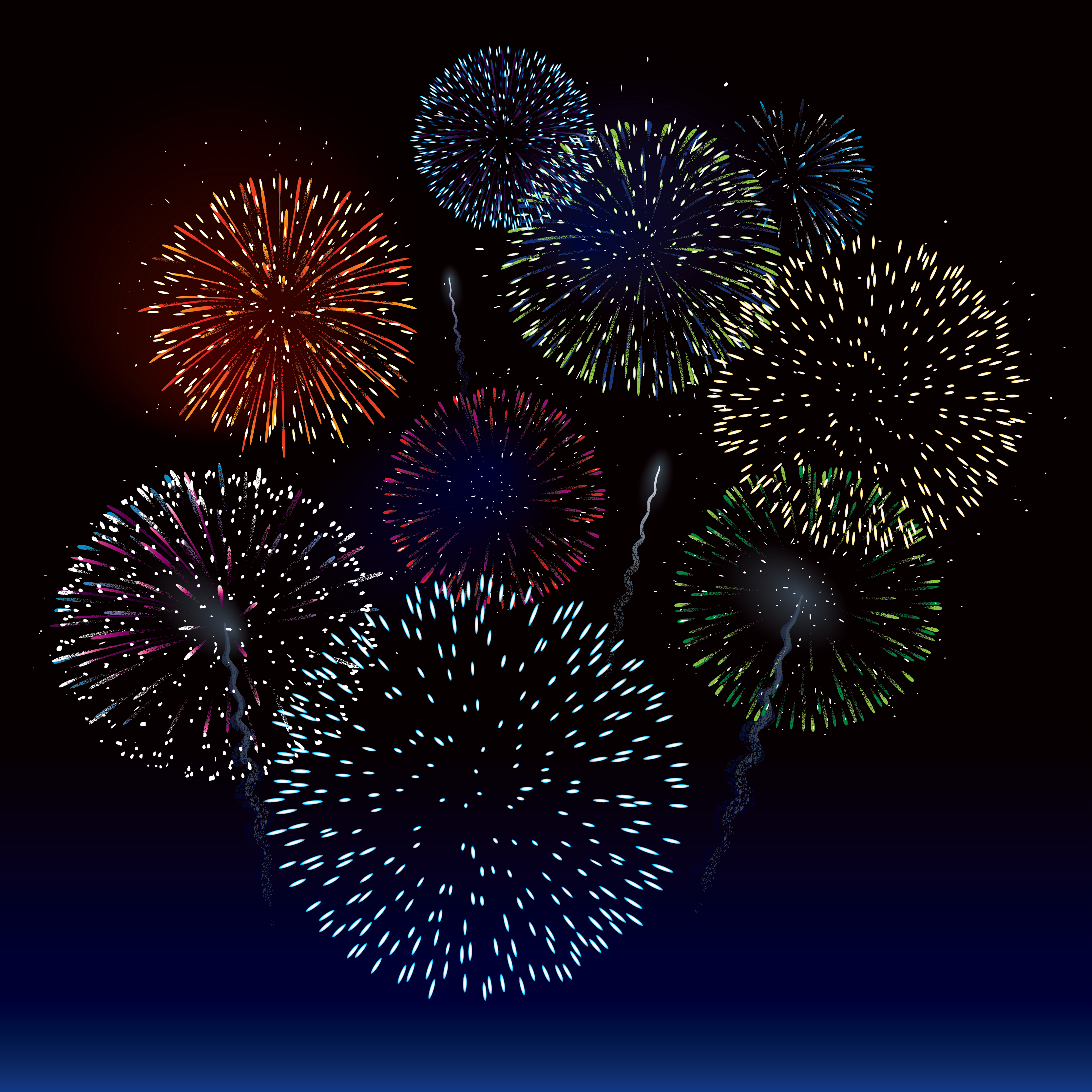 set of holiday fireworks design vector