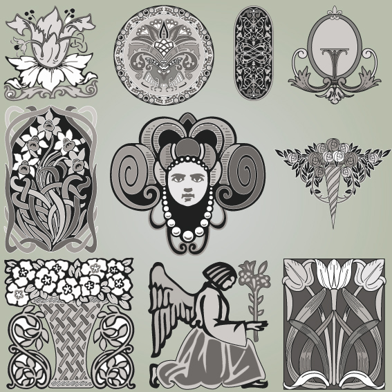 retro patterns with frameworks design elements vector