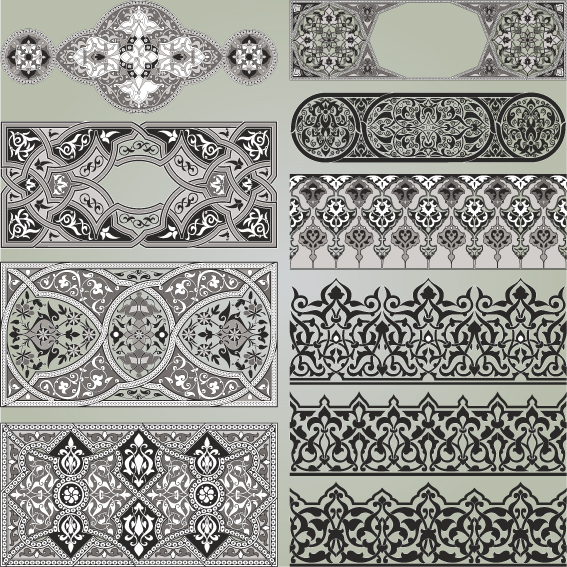 retro patterns with frameworks design elements vector