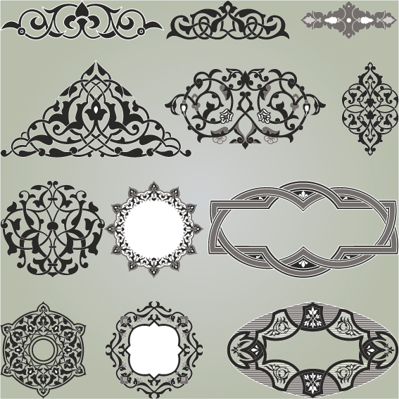 retro patterns with frameworks design elements vector