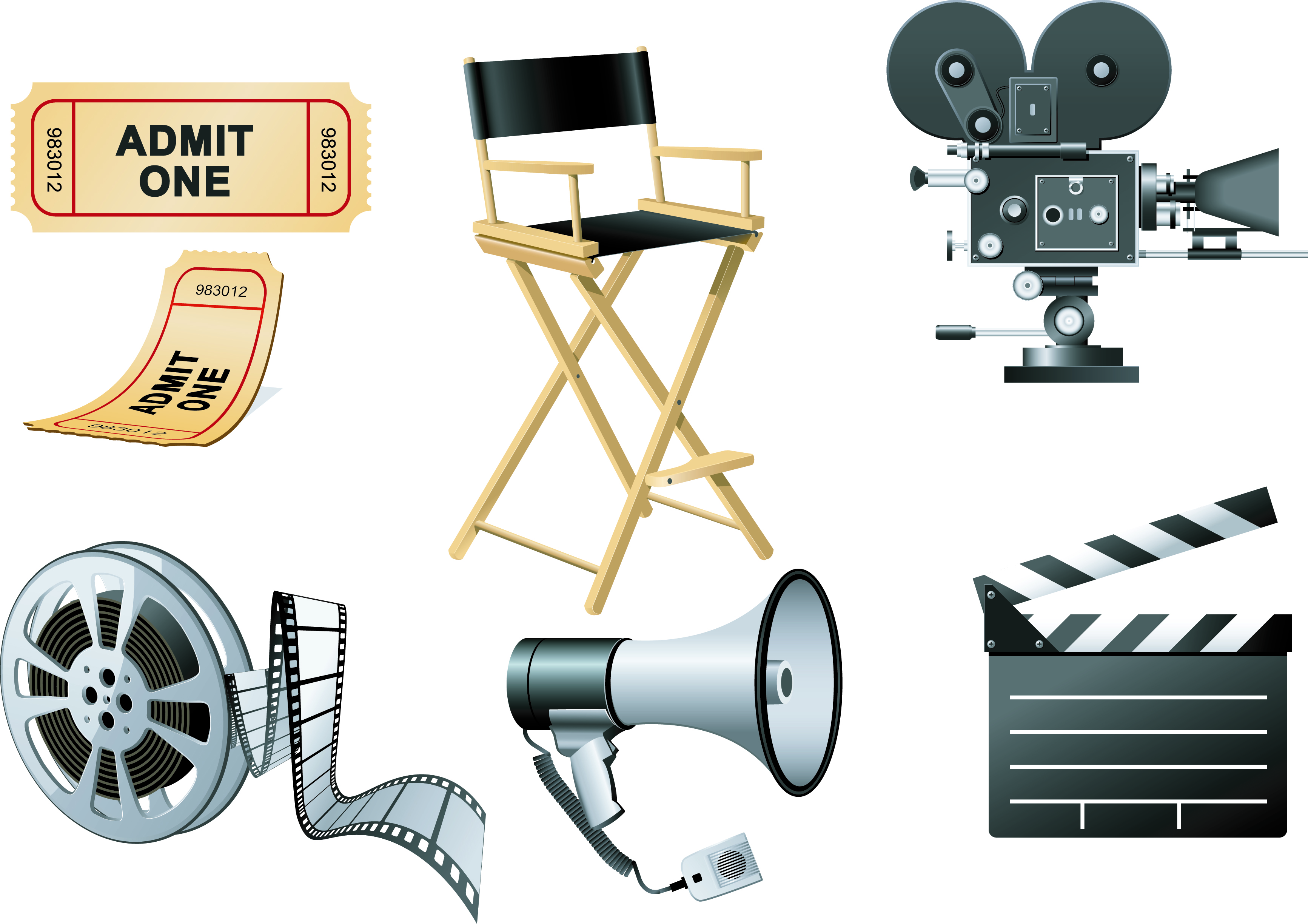 vector set of icons 3d movies elements