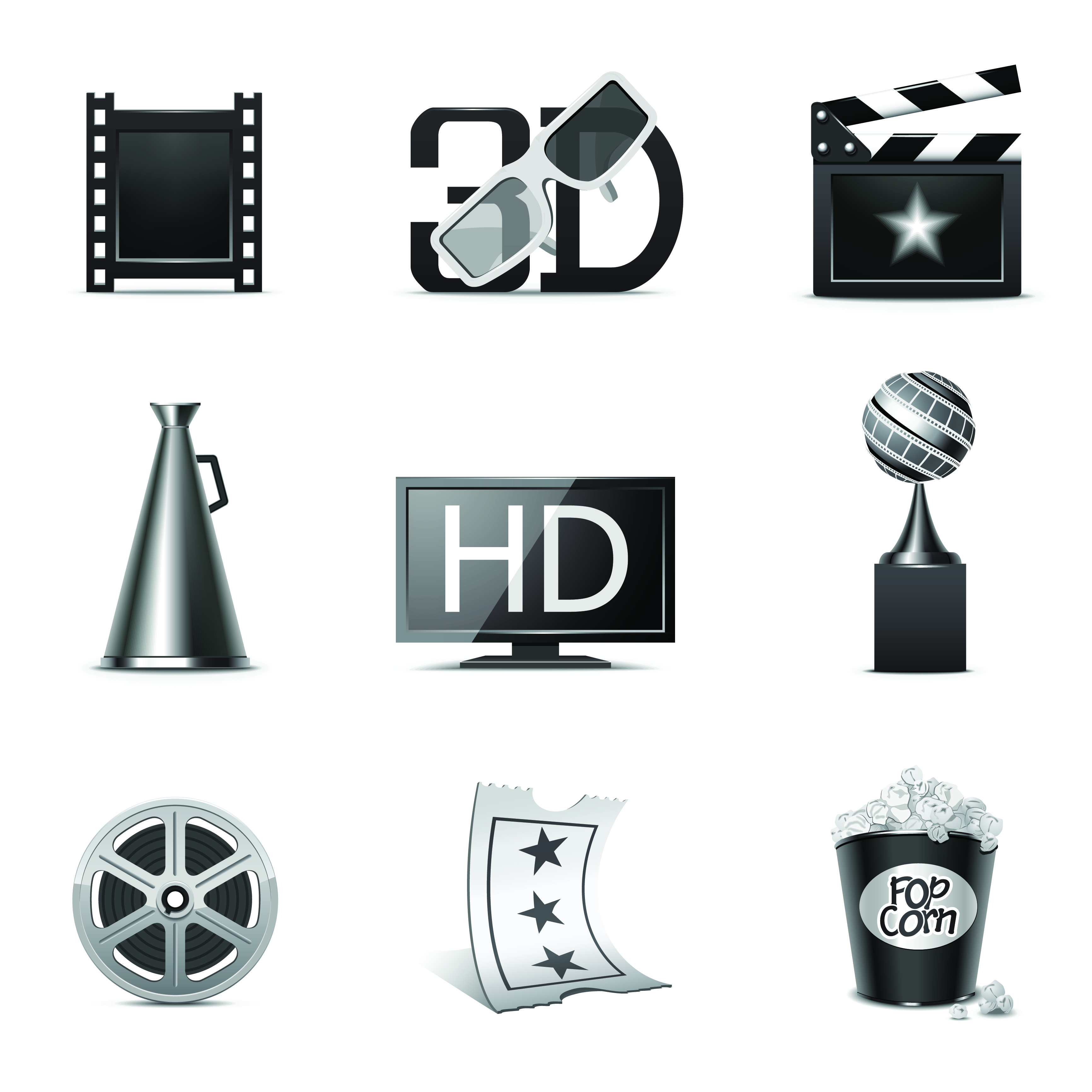 vector set of icons 3d movies elements