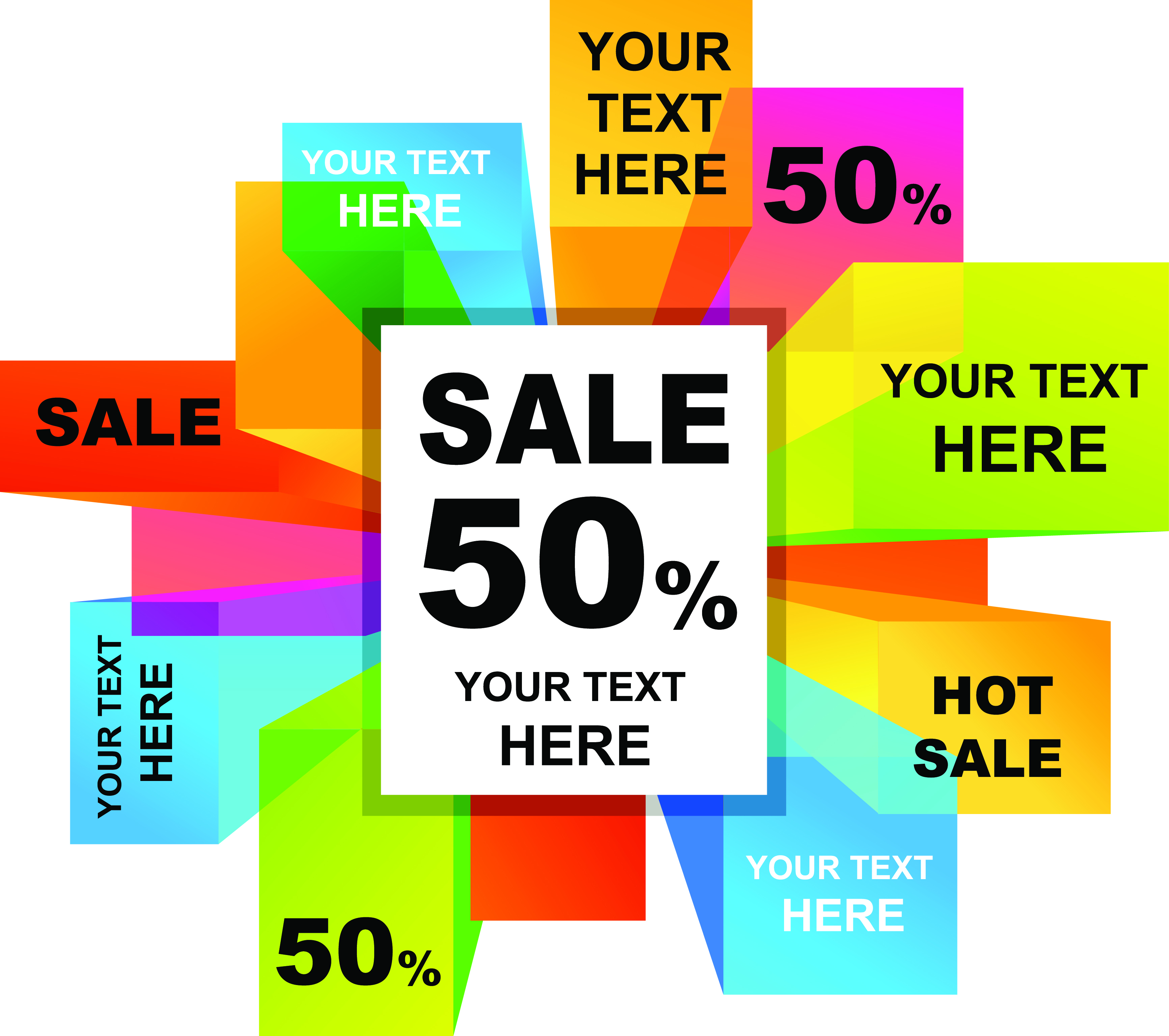 set of poster discount design elements vector graphics