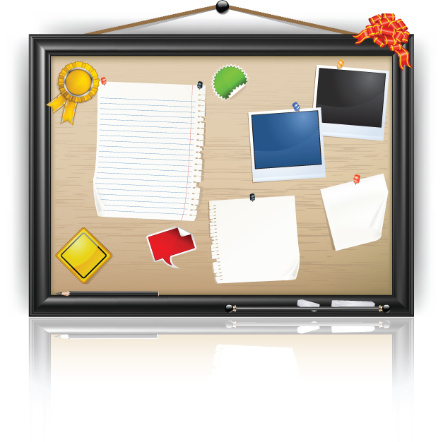 set of message board with message paper vector