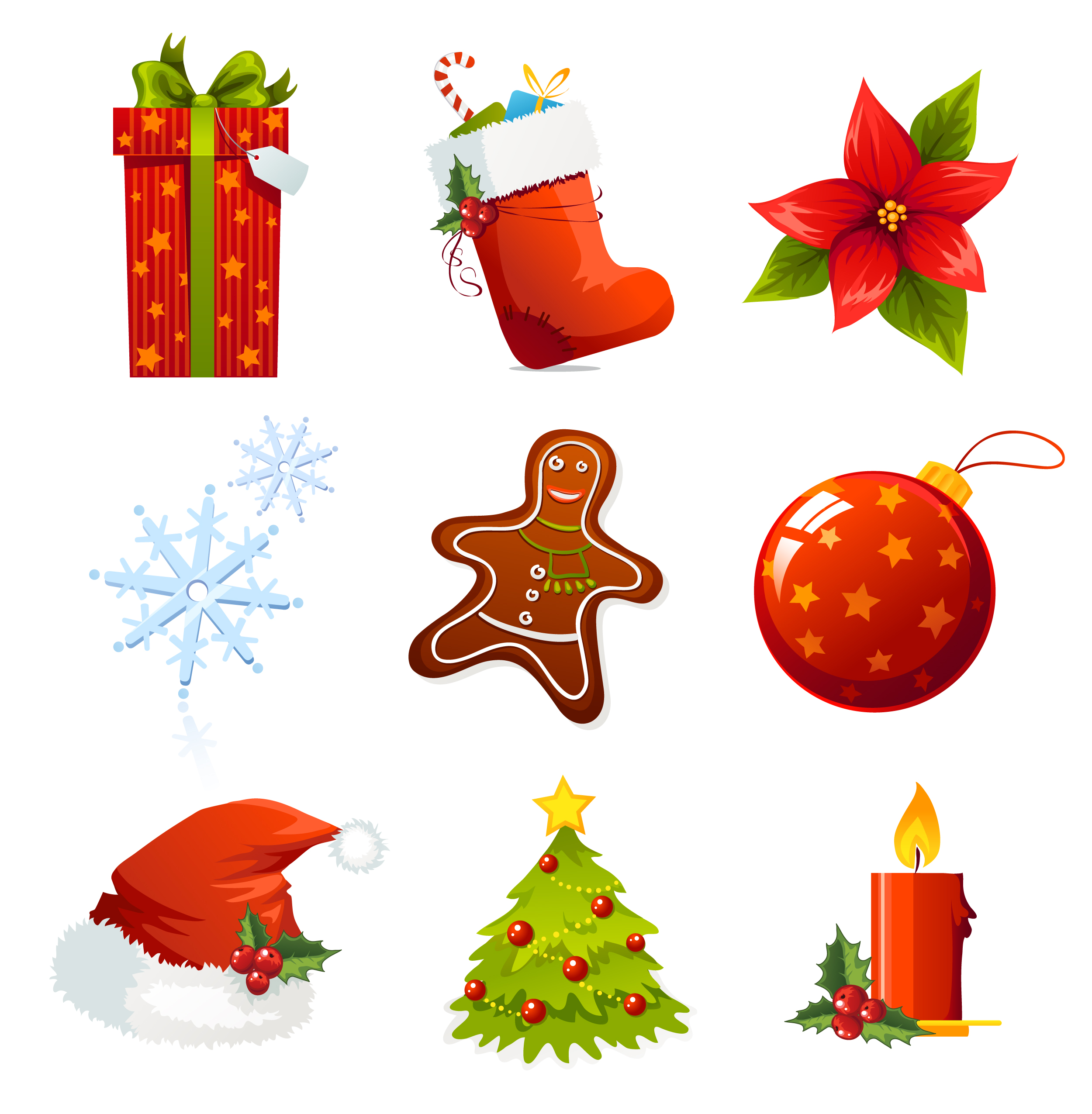 vector set of different xmas icons elements