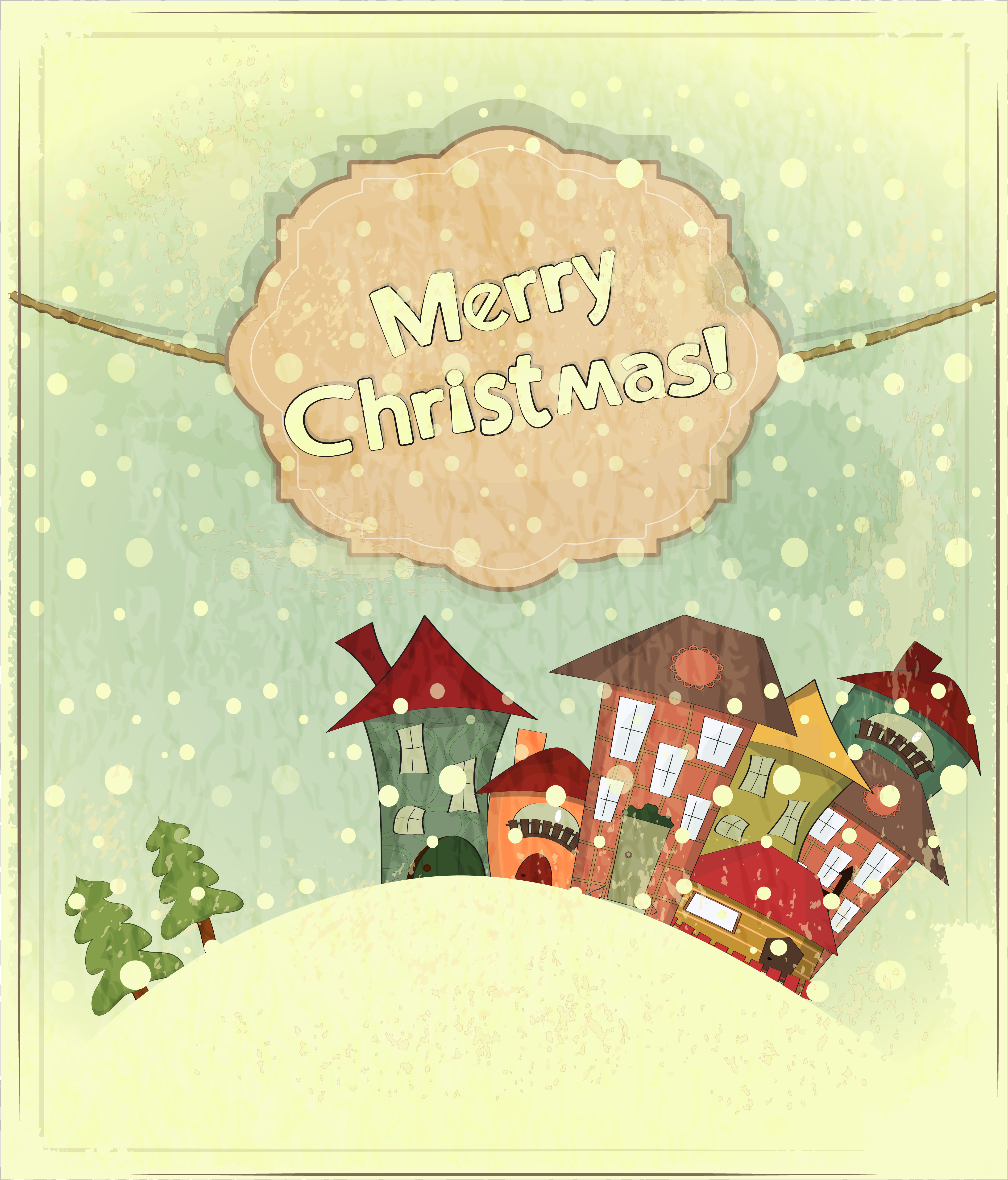 set of vintage merry christmas cards vector graphics