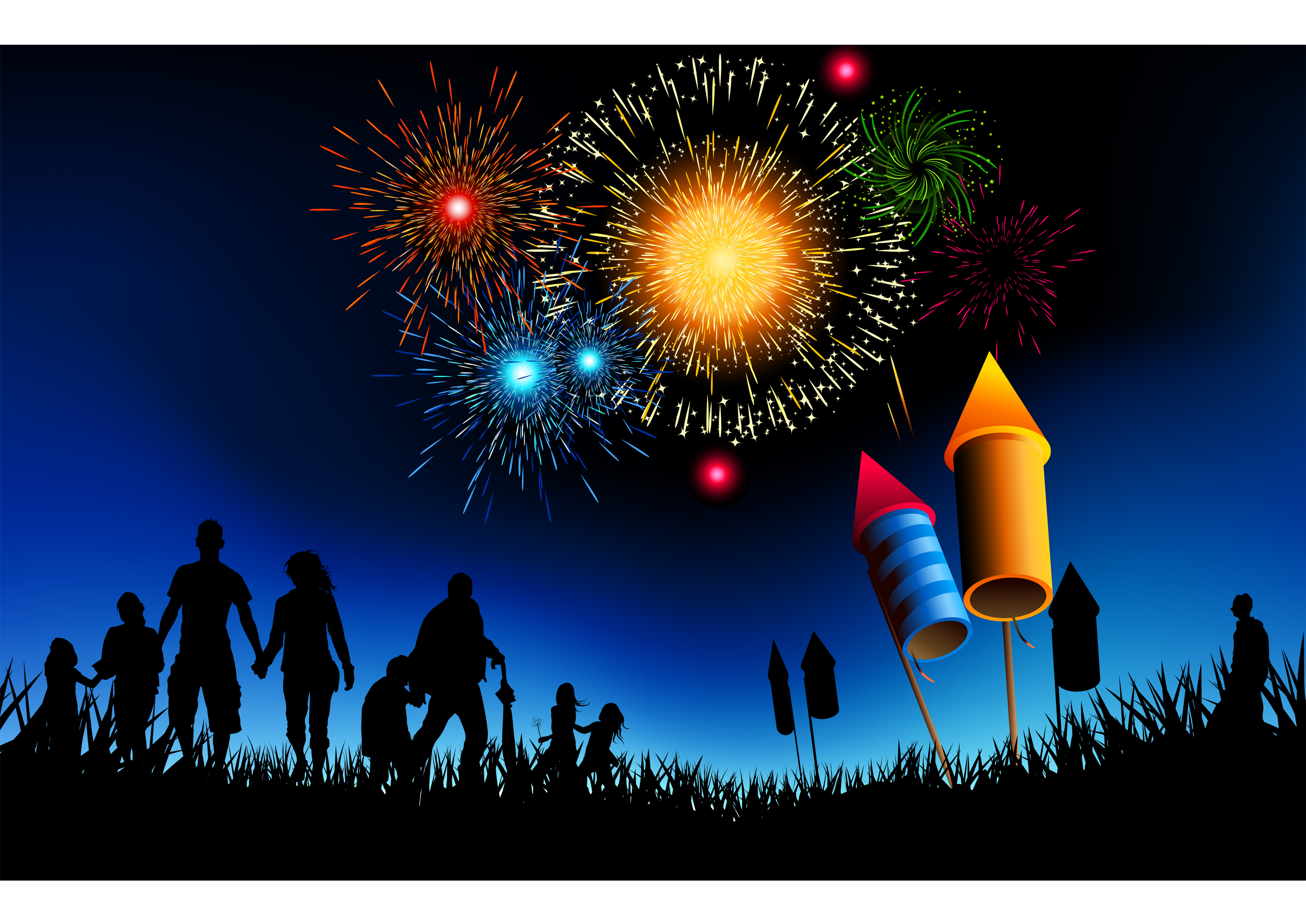 set of holiday fireworks design vector