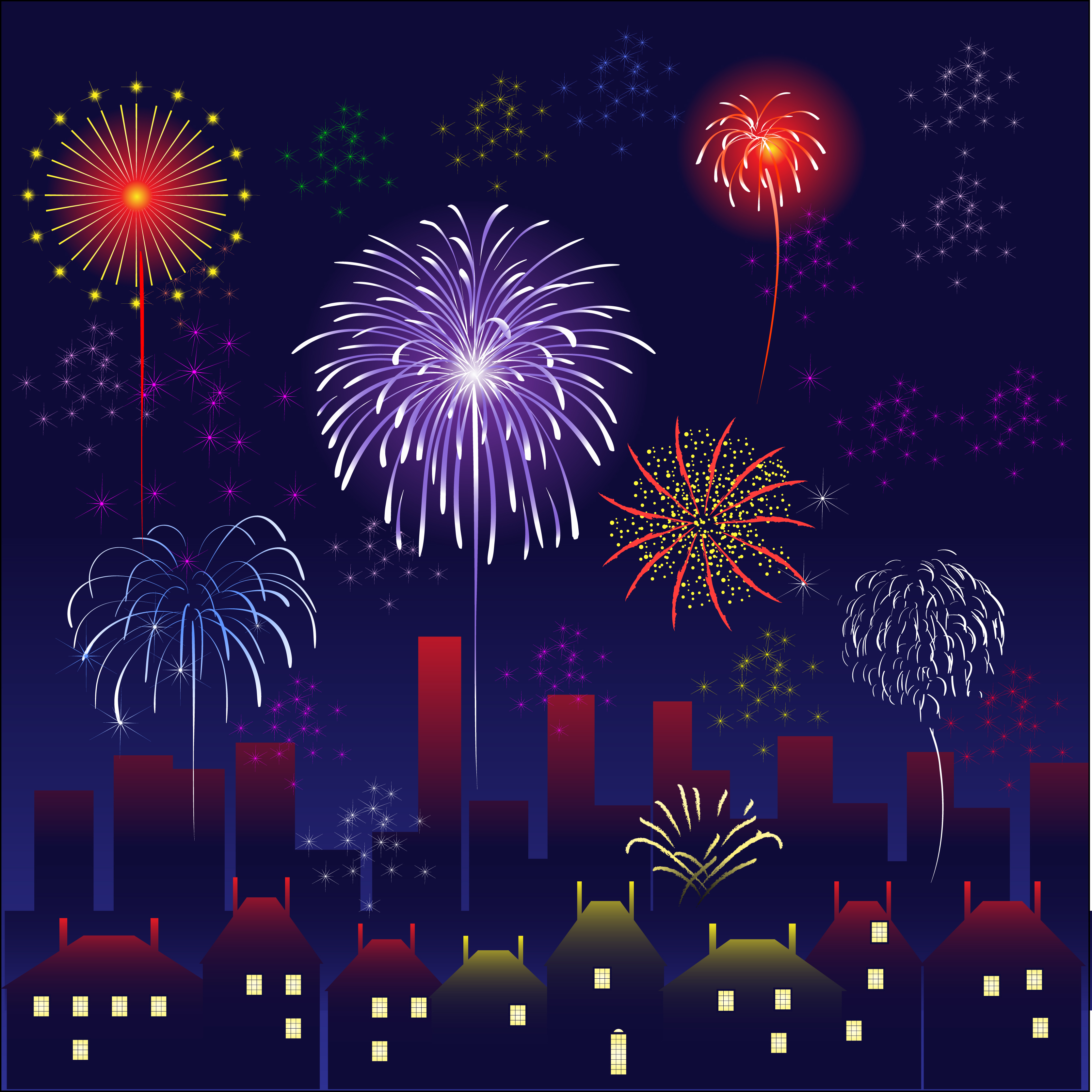 set of holiday fireworks design vector