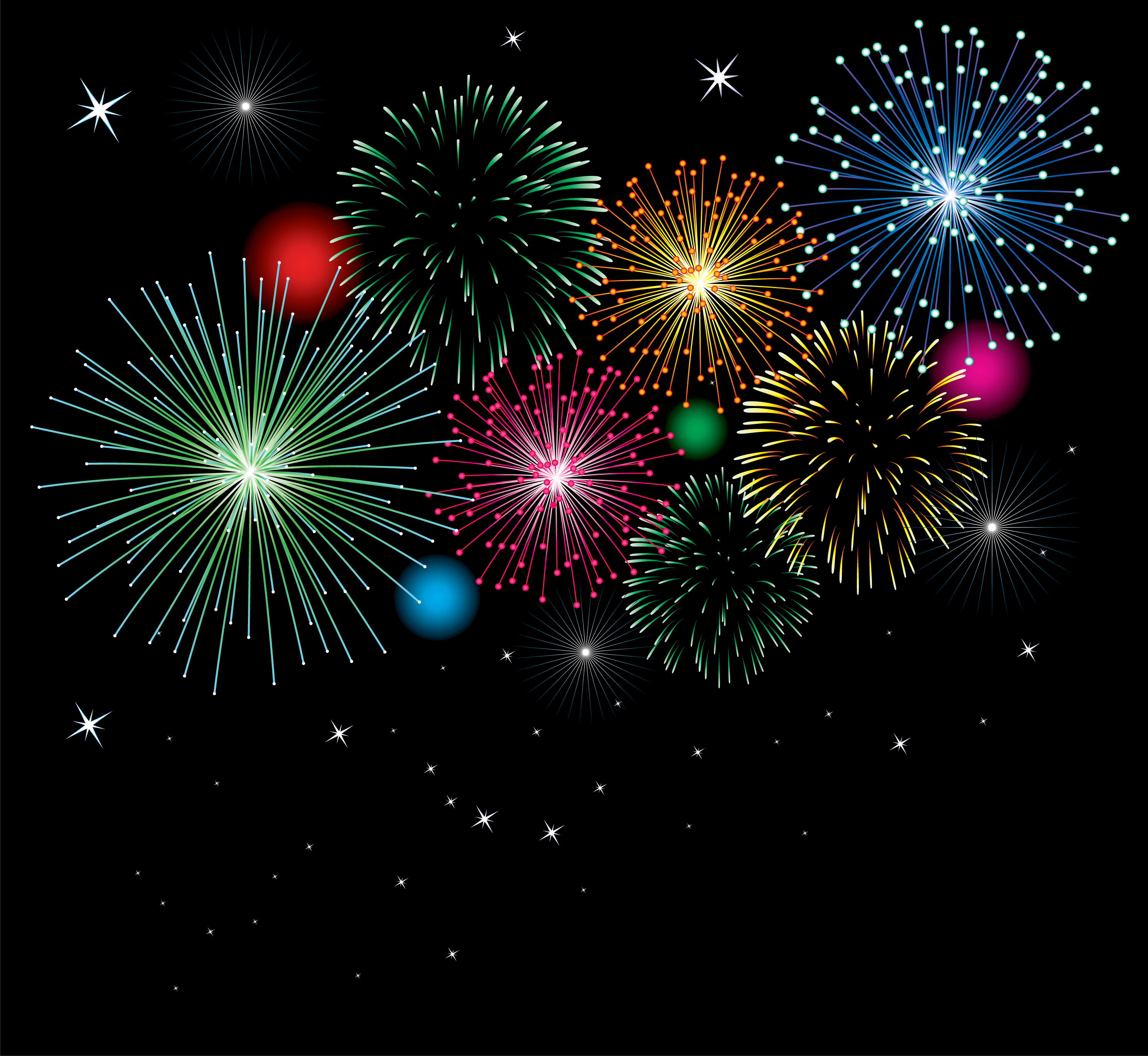 set of holiday fireworks design vector