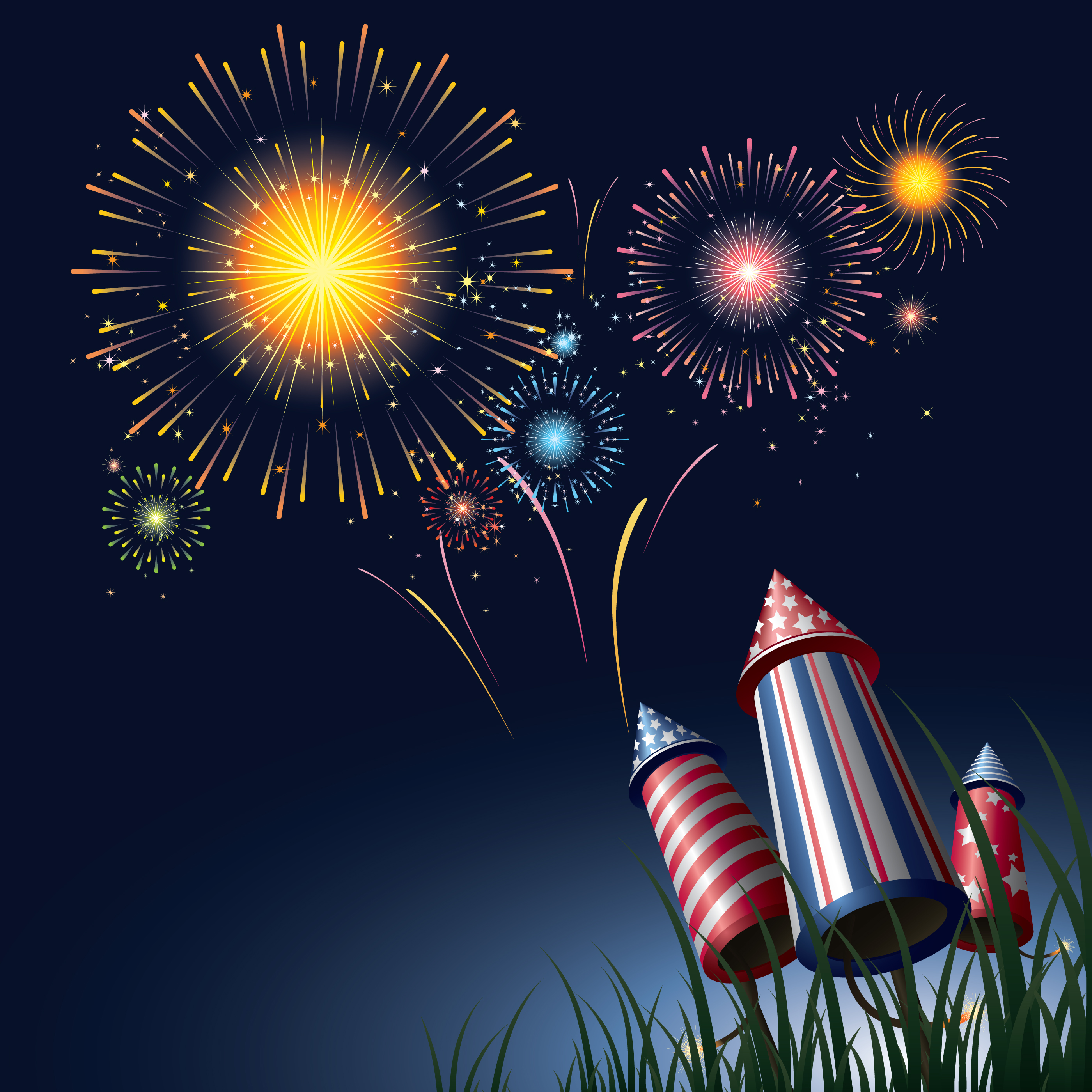 set of holiday fireworks design vector