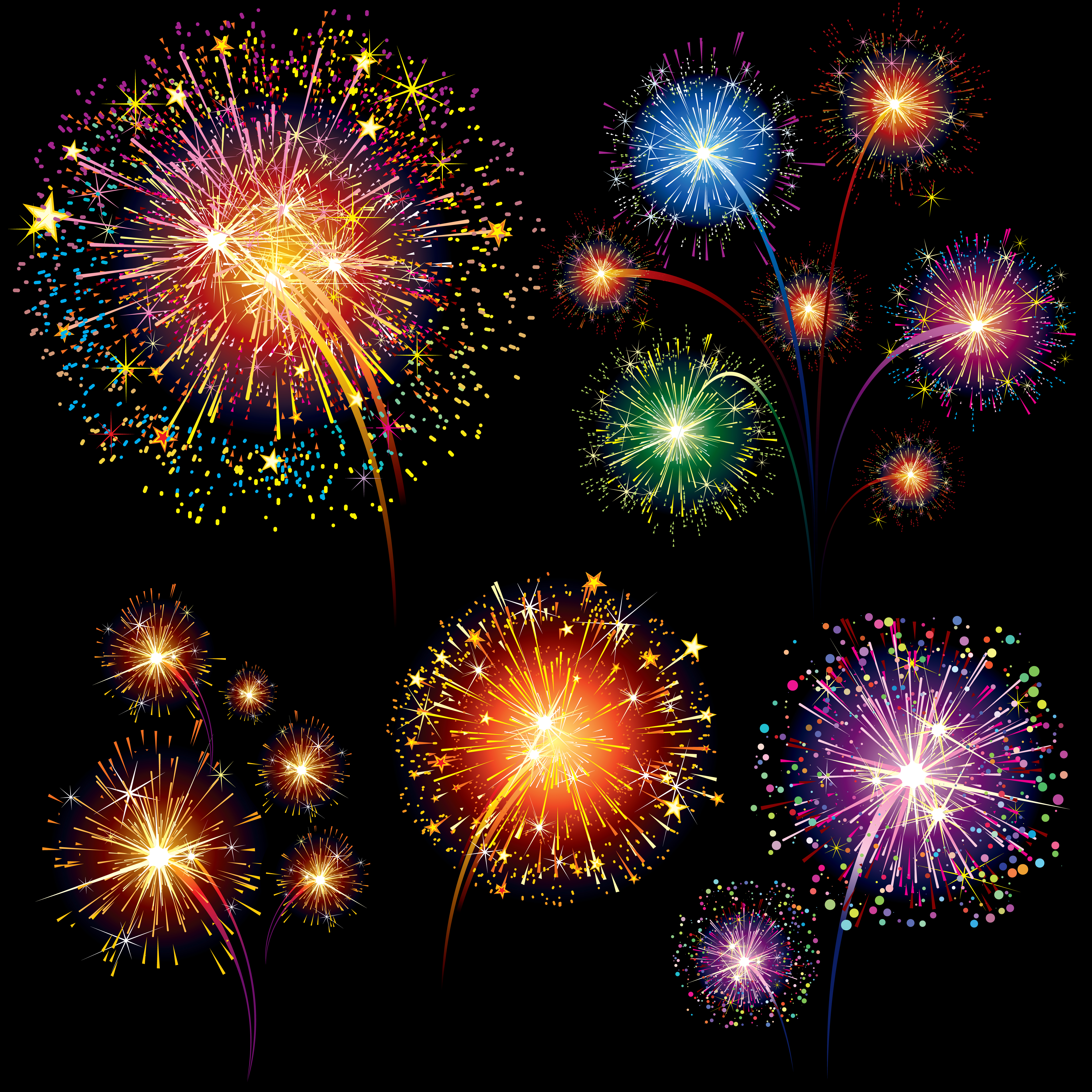 set of holiday fireworks design vector