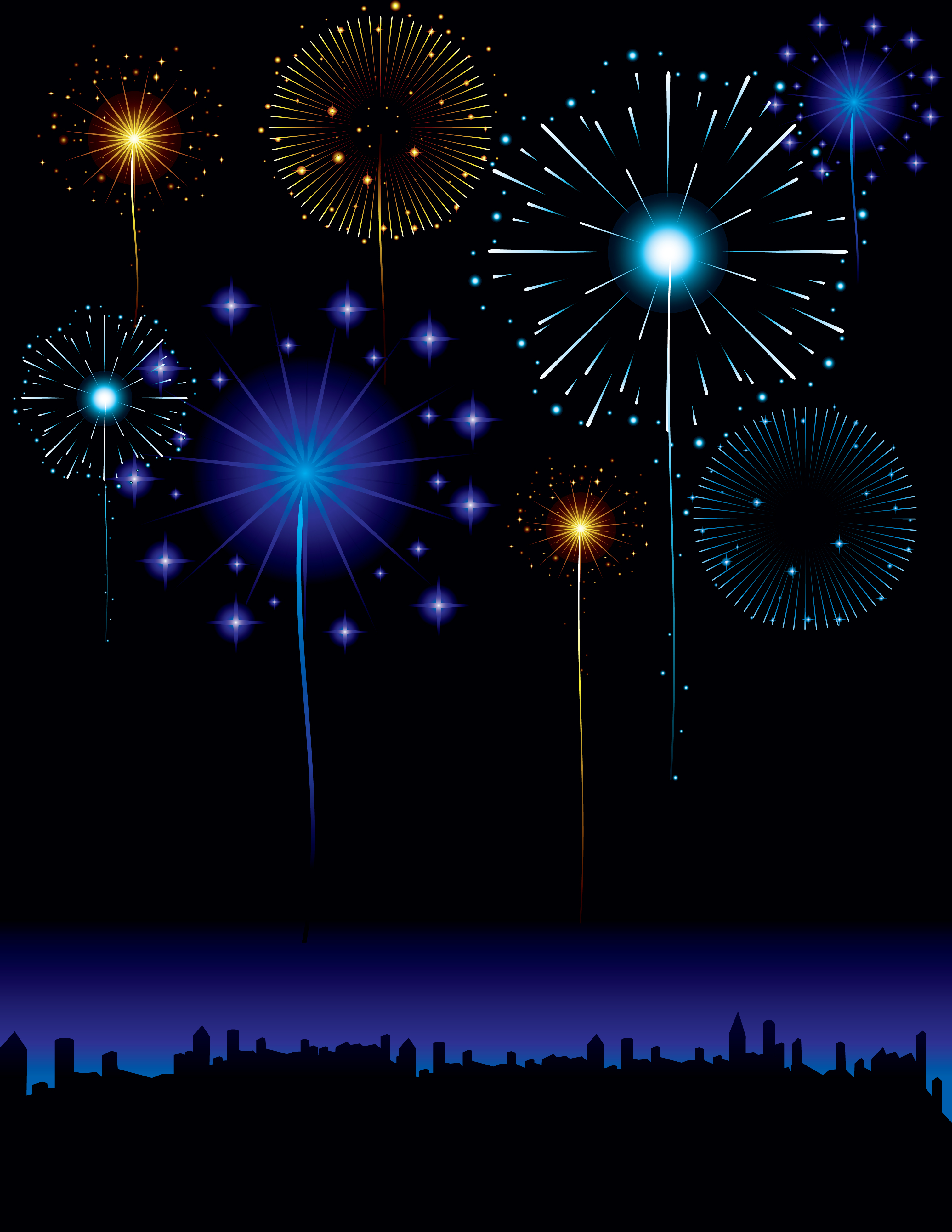 set of holiday fireworks design vector