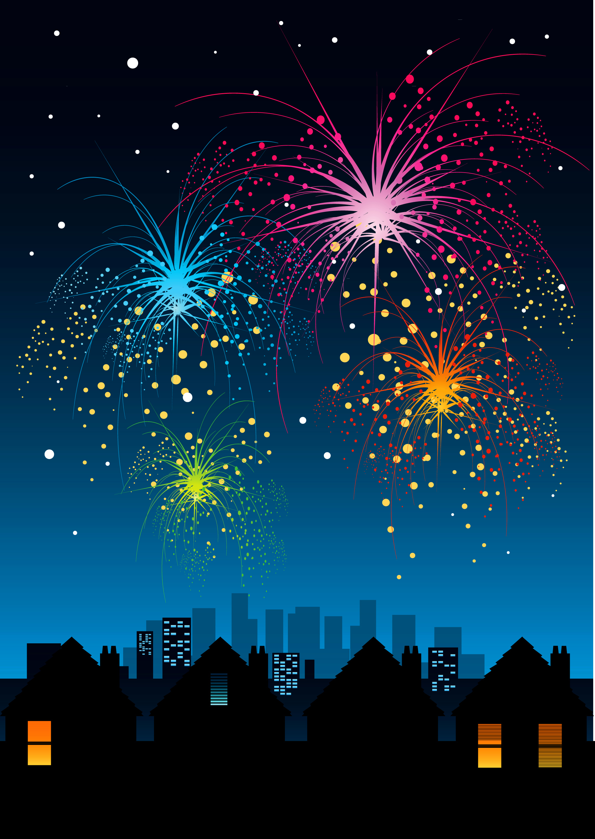 set of holiday fireworks design vector