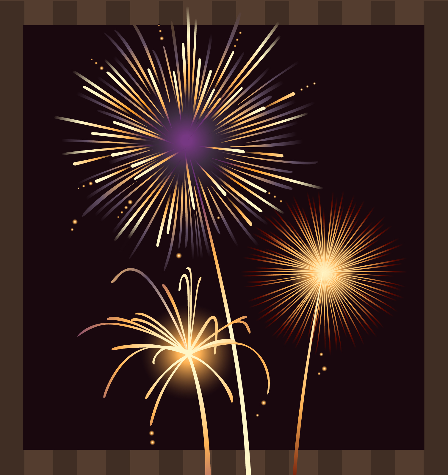 set of holiday fireworks design vector