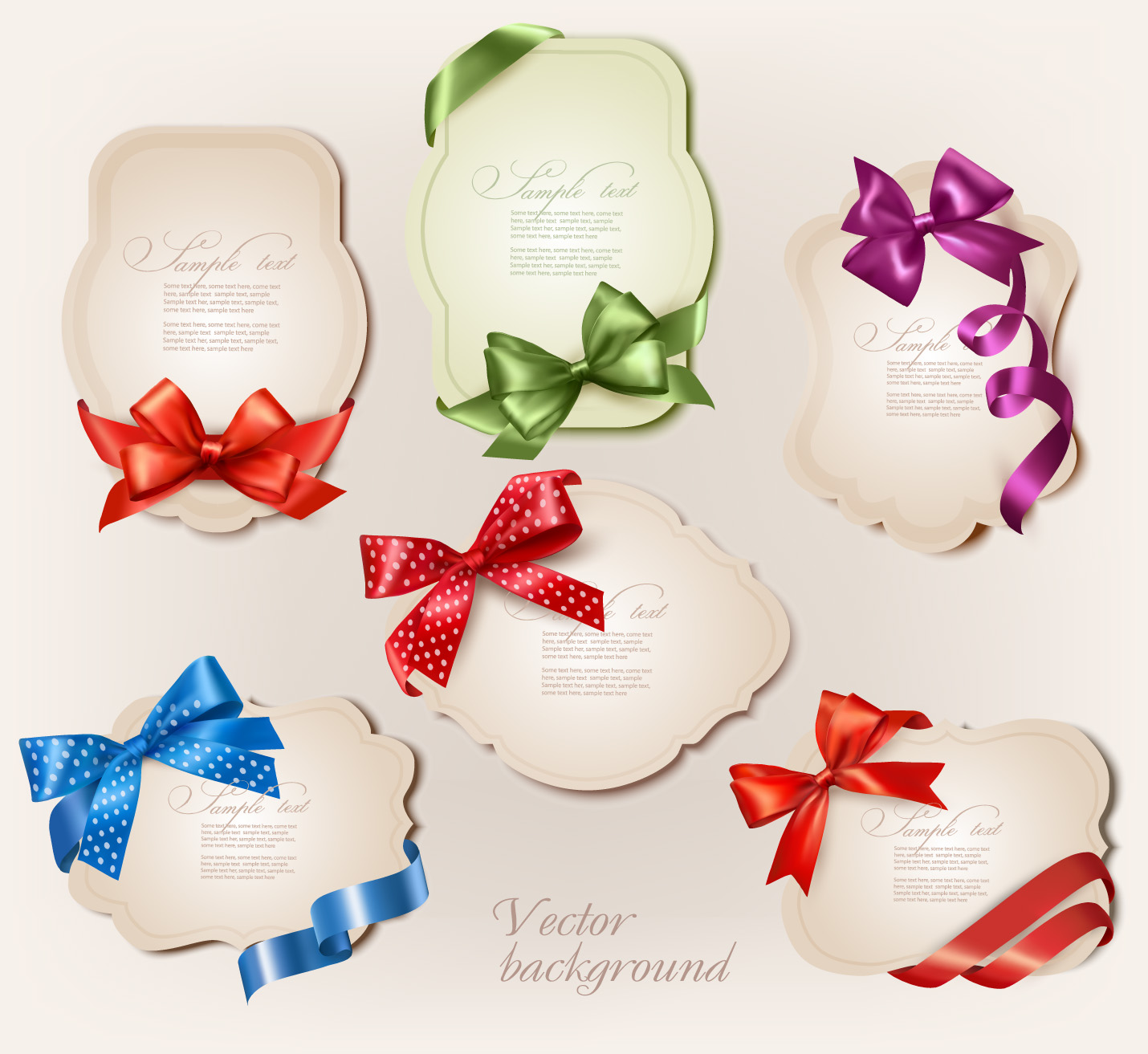 ribbon bow holiday labels design vector