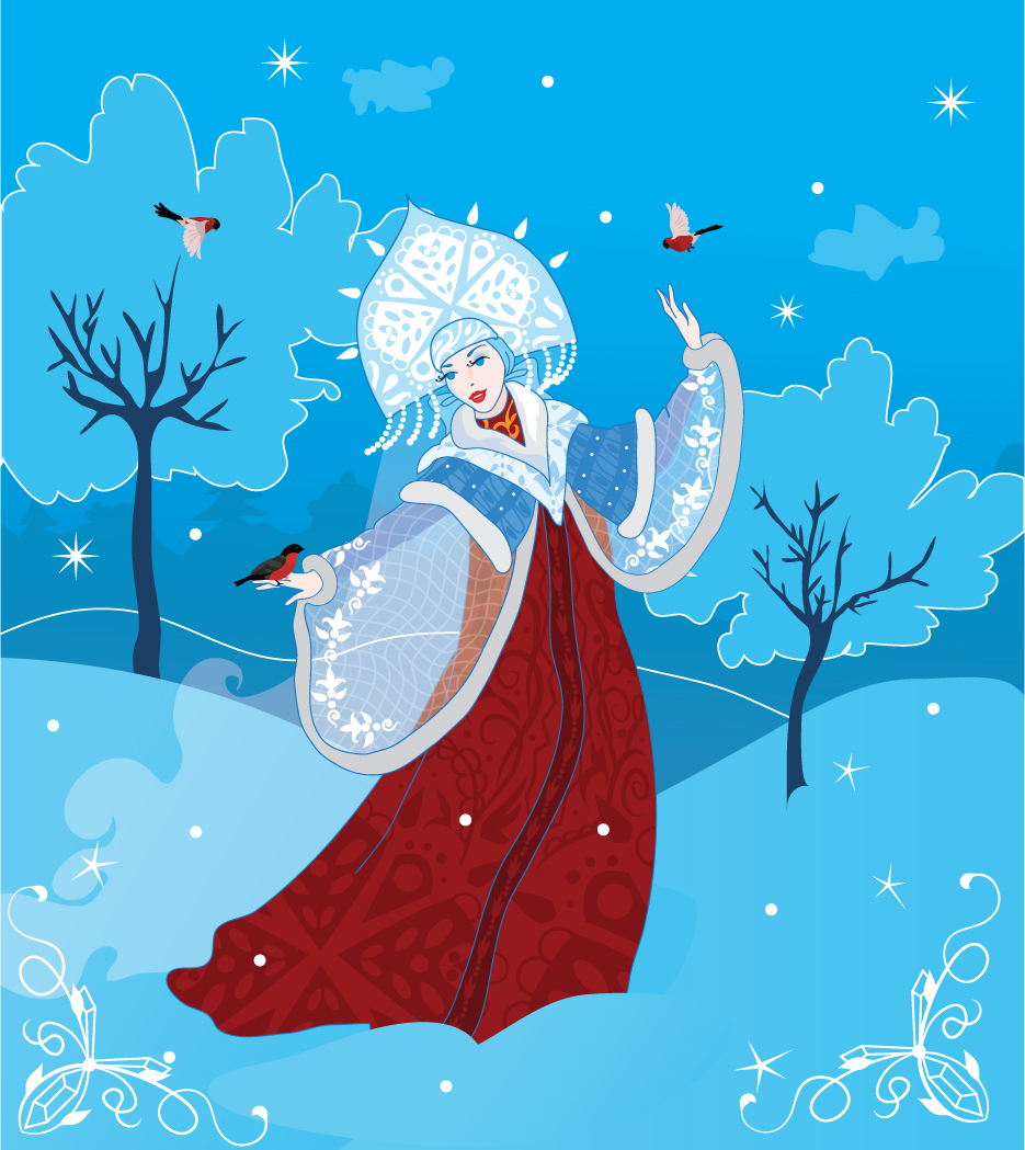 set of russian style christmas elements vector graphic