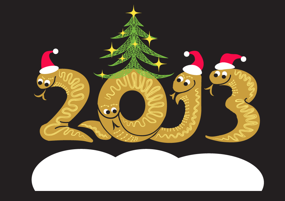 year of snake and christmas design elements vector