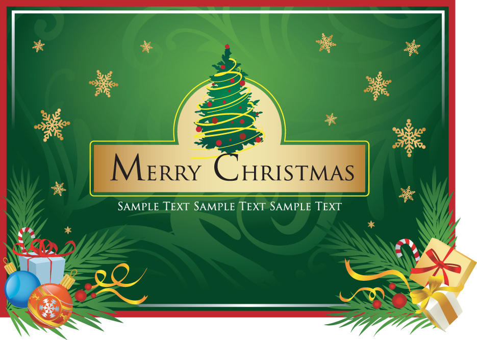 set of christmas theme cards elements vector