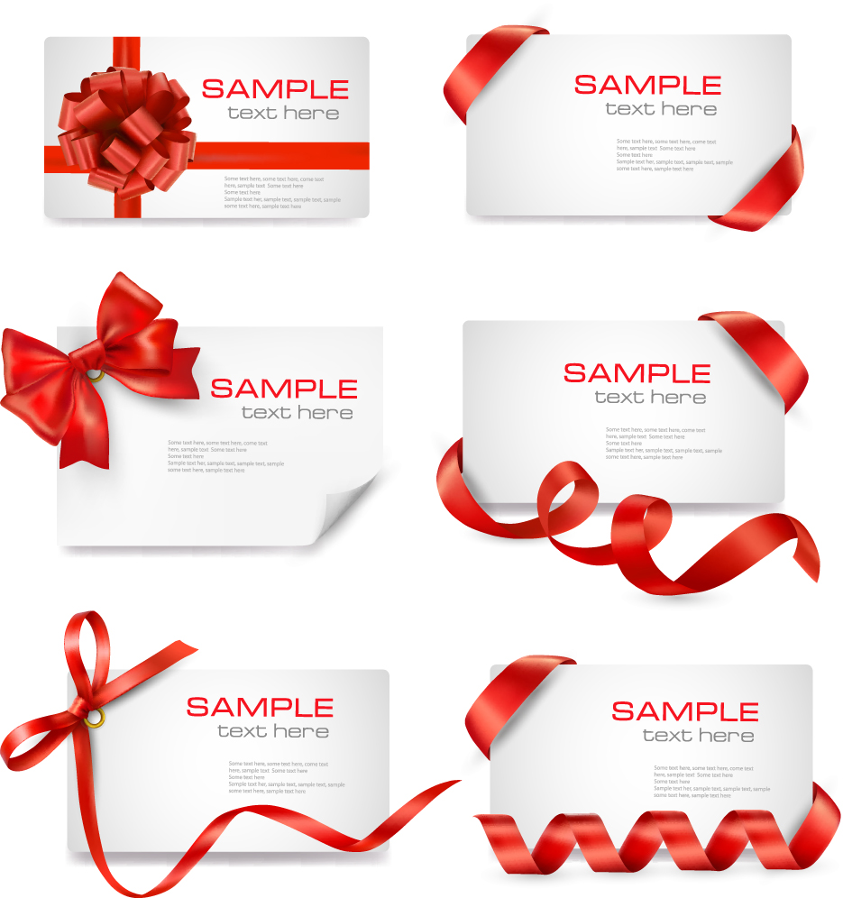 red ribbons with xmas card vector