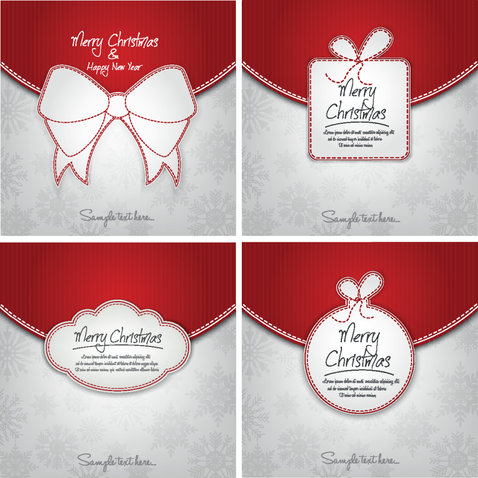 red ribbons with xmas card vector