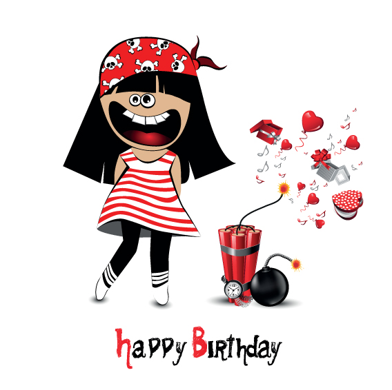 set of smile postcard happy birthday design vector