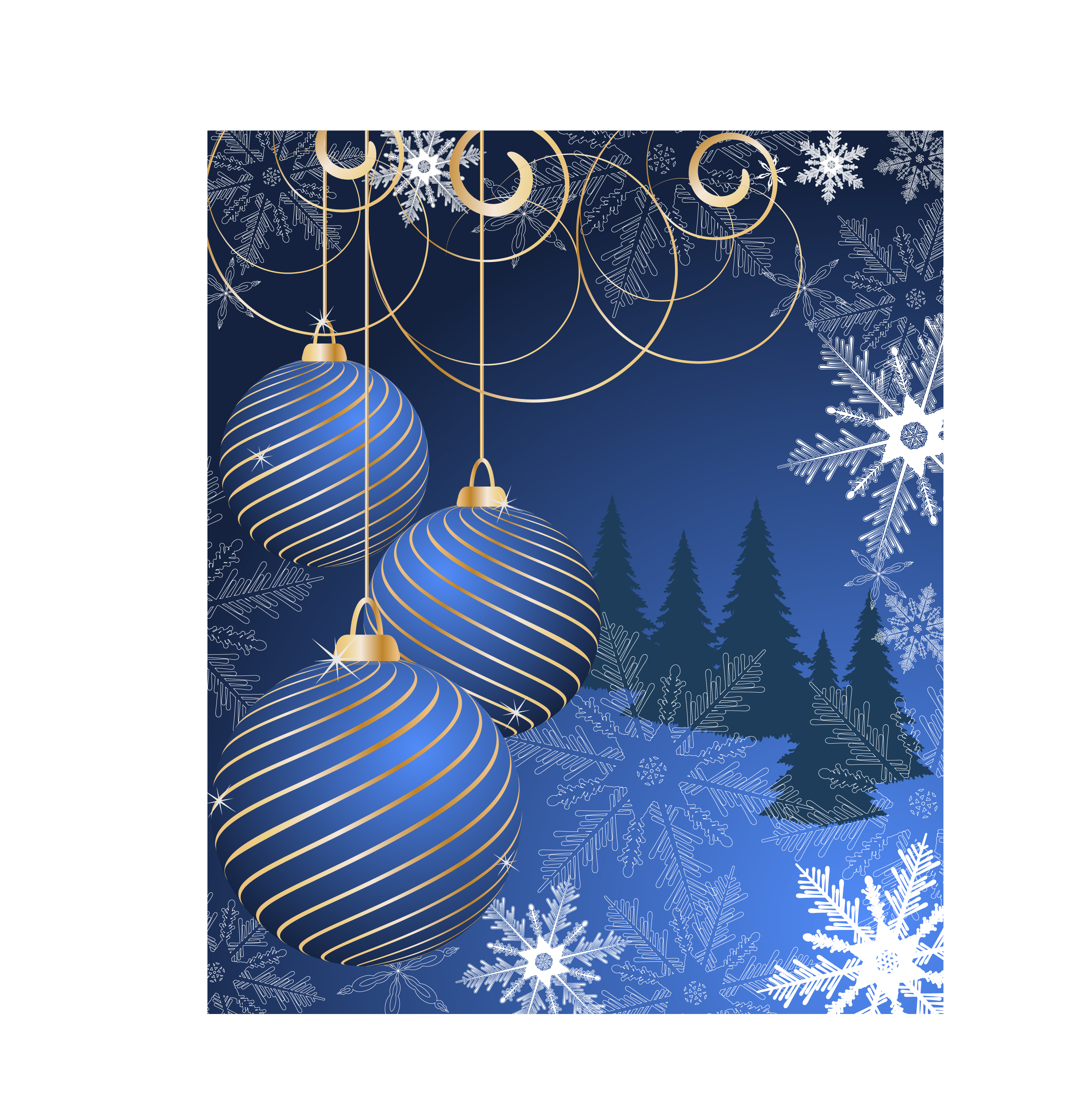 set of blue charm christmas cards vector