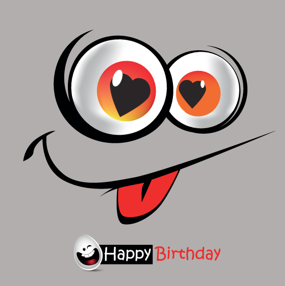 set of smile postcard happy birthday design vector