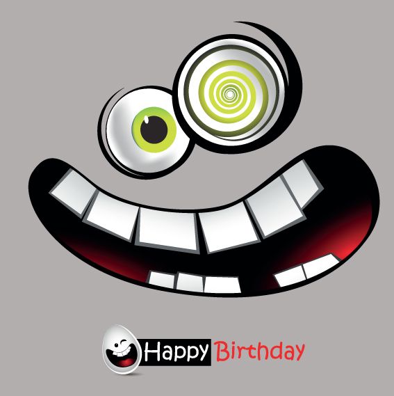 set of smile postcard happy birthday design vector