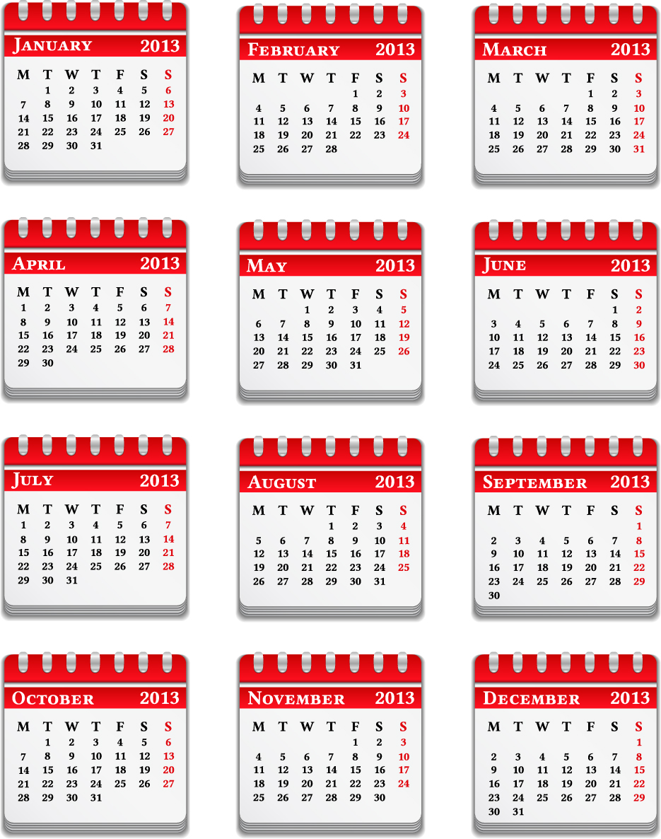 vector set of wall calendar13 design elements