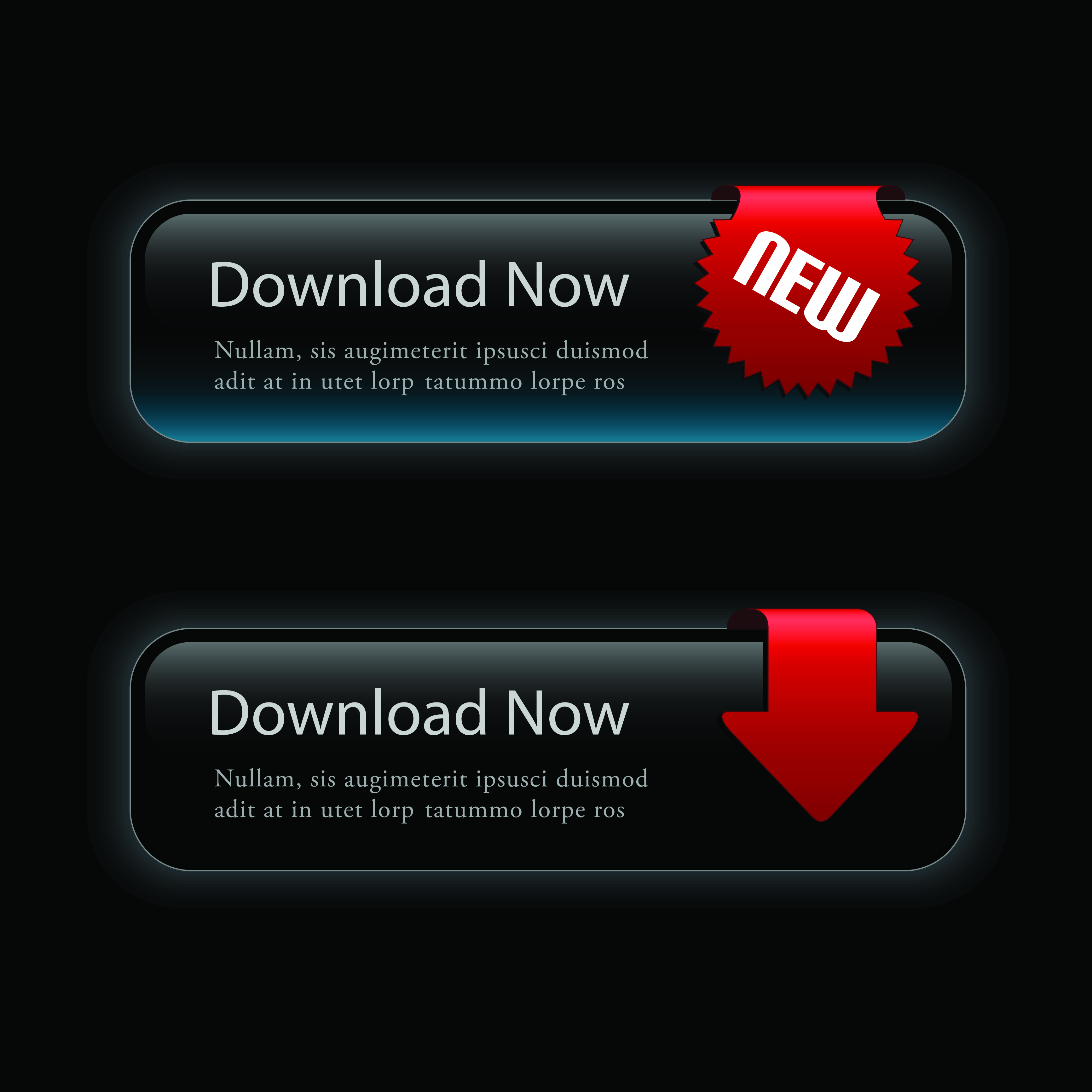 set of black texture web button vector graphics