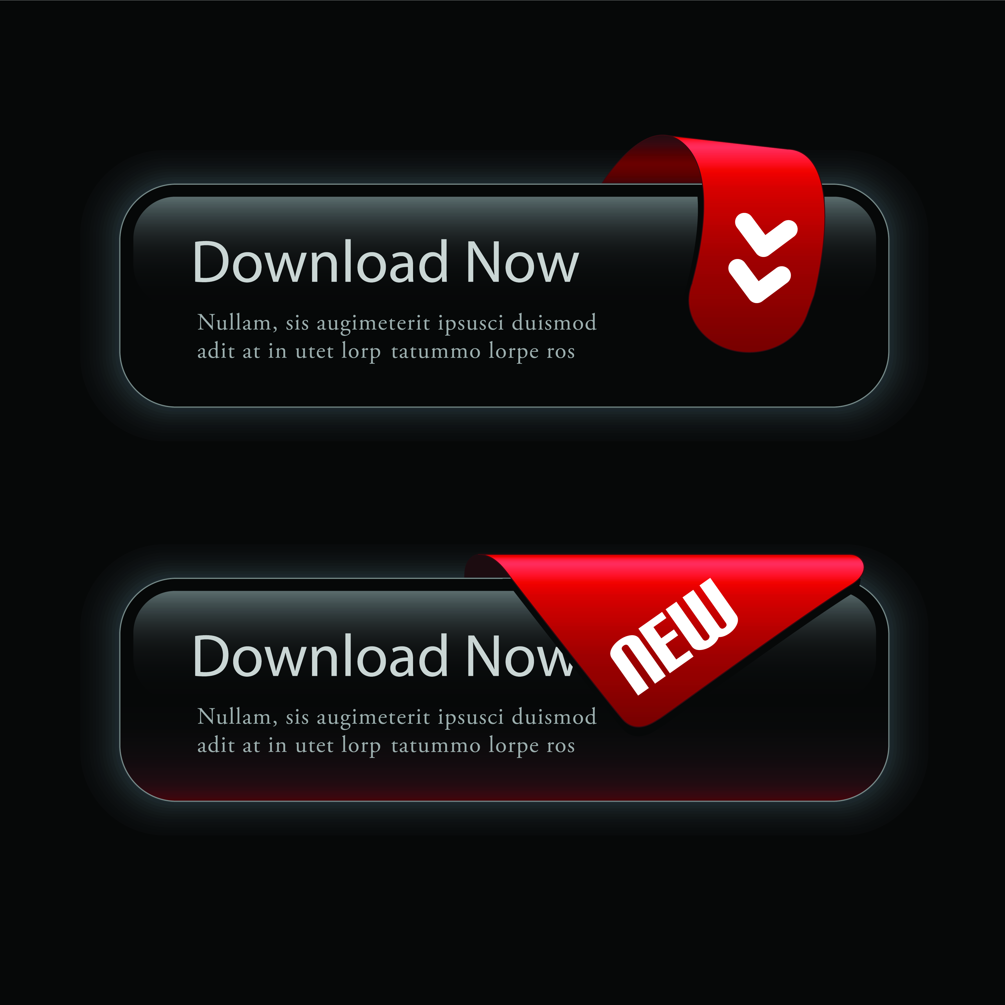 set of black texture web button vector graphics