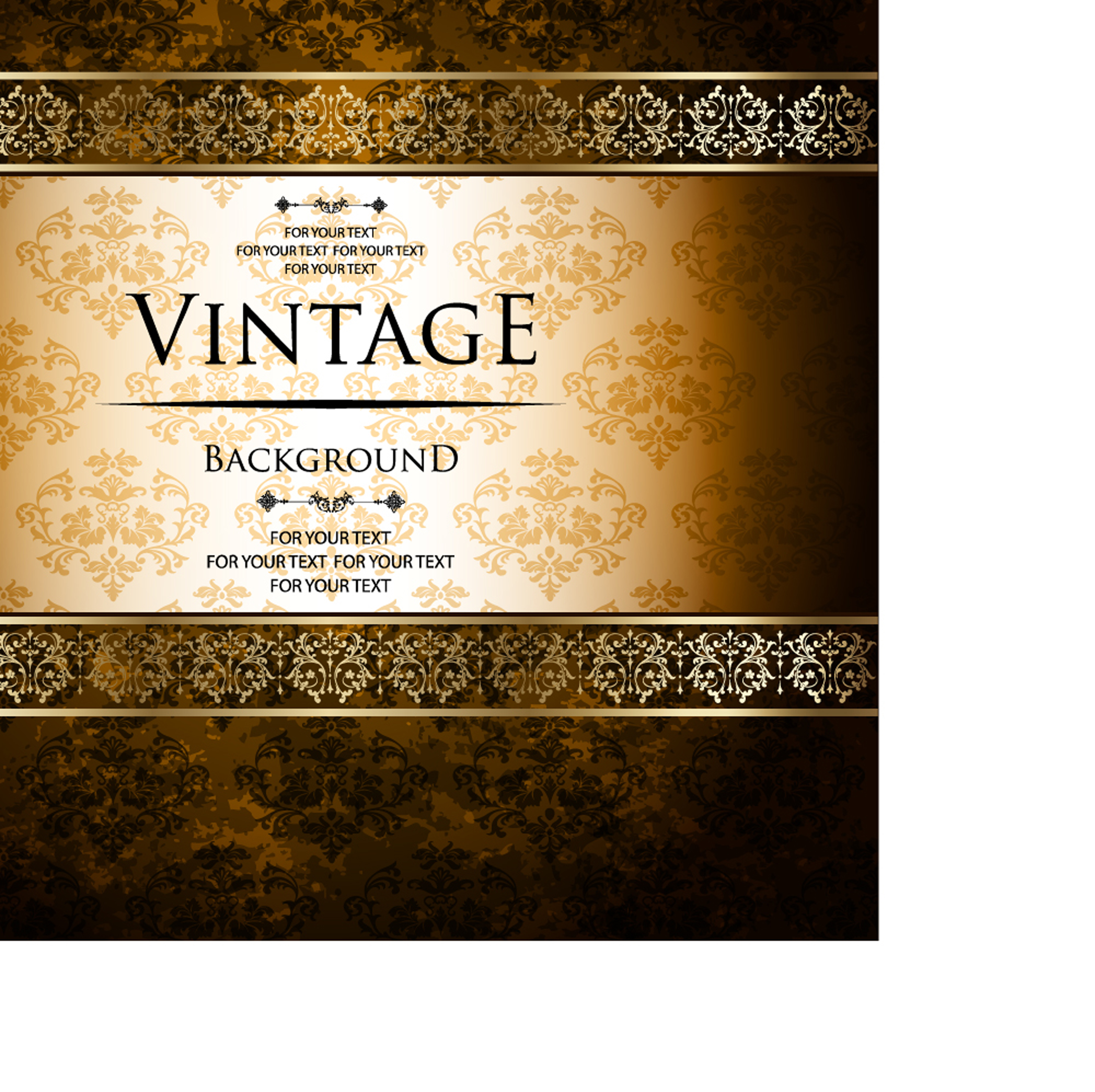 ornate vintage golden frame backgrounds vector