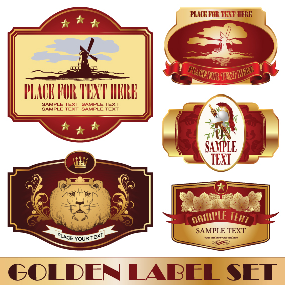 golden bottle of wine labels vector