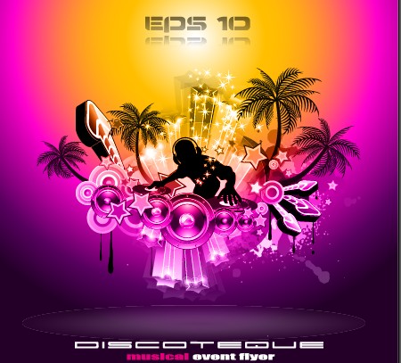 multicolor of disco party flyer design vector