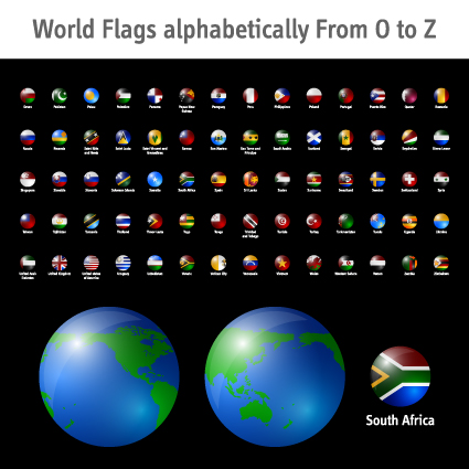 world flags icons vector set