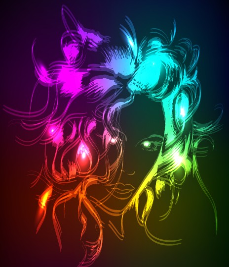 neon light girl design vector graphic