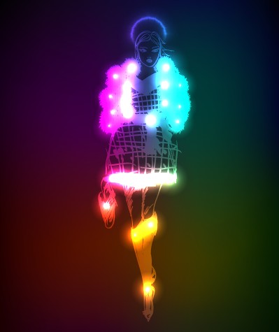 neon light girl design vector graphic