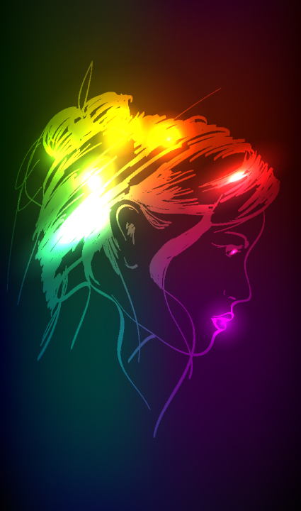 neon light girl design vector graphic