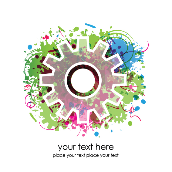 set of colorful gear vector background