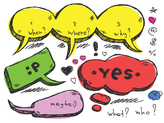 set of hand drawn speech bubbles vector